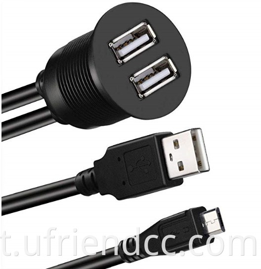USB 2.0 e USB 2.0 masculino para fêmea Montagem de carro Aux Flutu